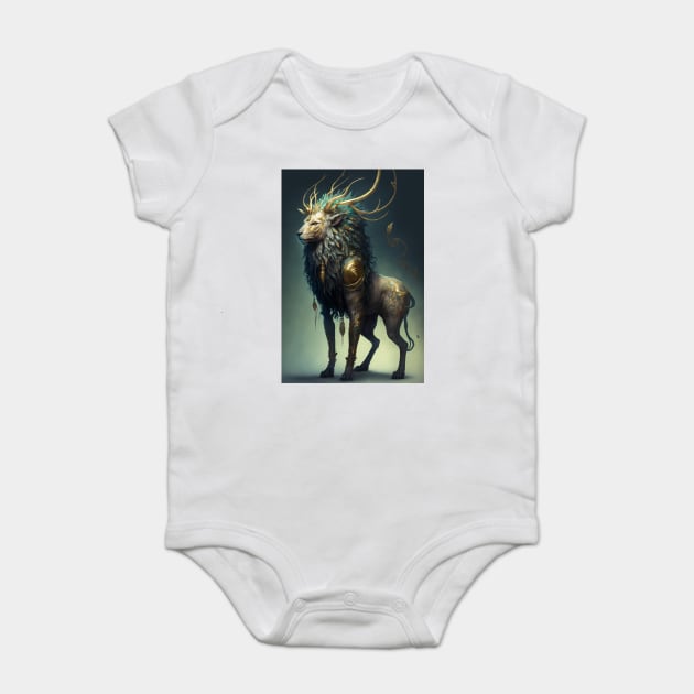 The Divine Chimera: A Fusion of Lion and Deer in One Mythical Being Baby Bodysuit by Darksavage